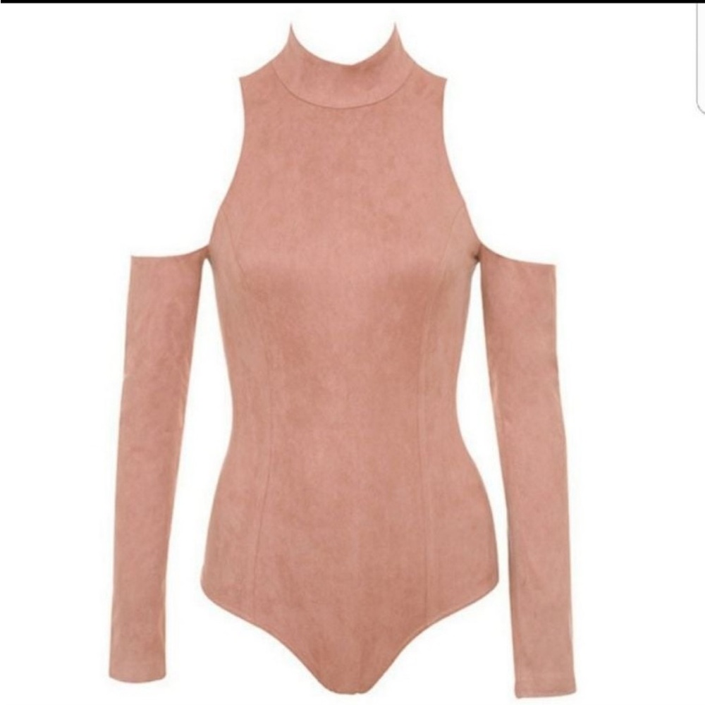 House of CB Dusty Rose Pink “Marzia” Cold Shoulder Long Sleeve Bodysuit in SZ XS